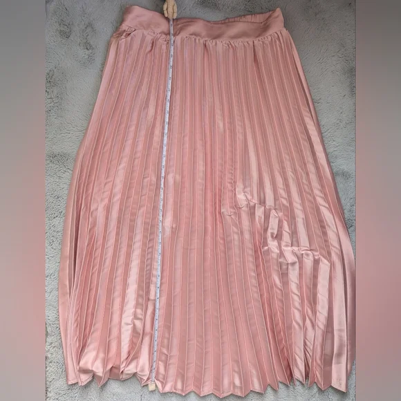 Altar’d State Pink Pleated Skirt – Size L | Satin Look, Romantic Coquette - Picture 2 of 8